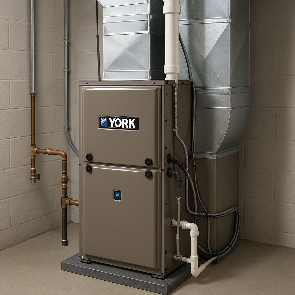 High-efficiency YORK gas furnace installation